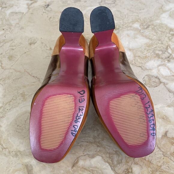 Paris Hilton Rebecca Camel Suede/Copper/Tan Leather Platform Pumps - Picture 10 of 13